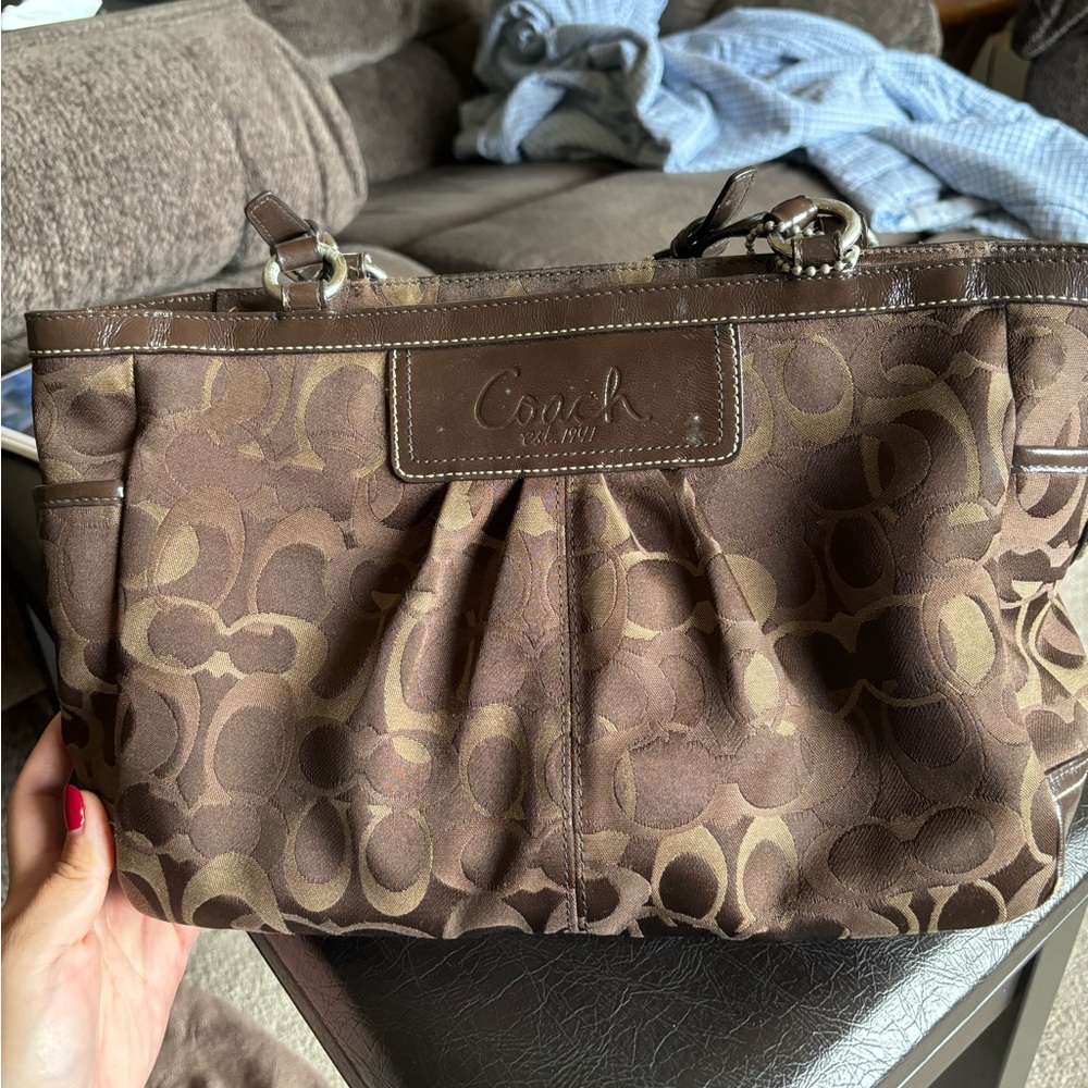 Coach Brown Monogram C Canvas Shoulder Bag